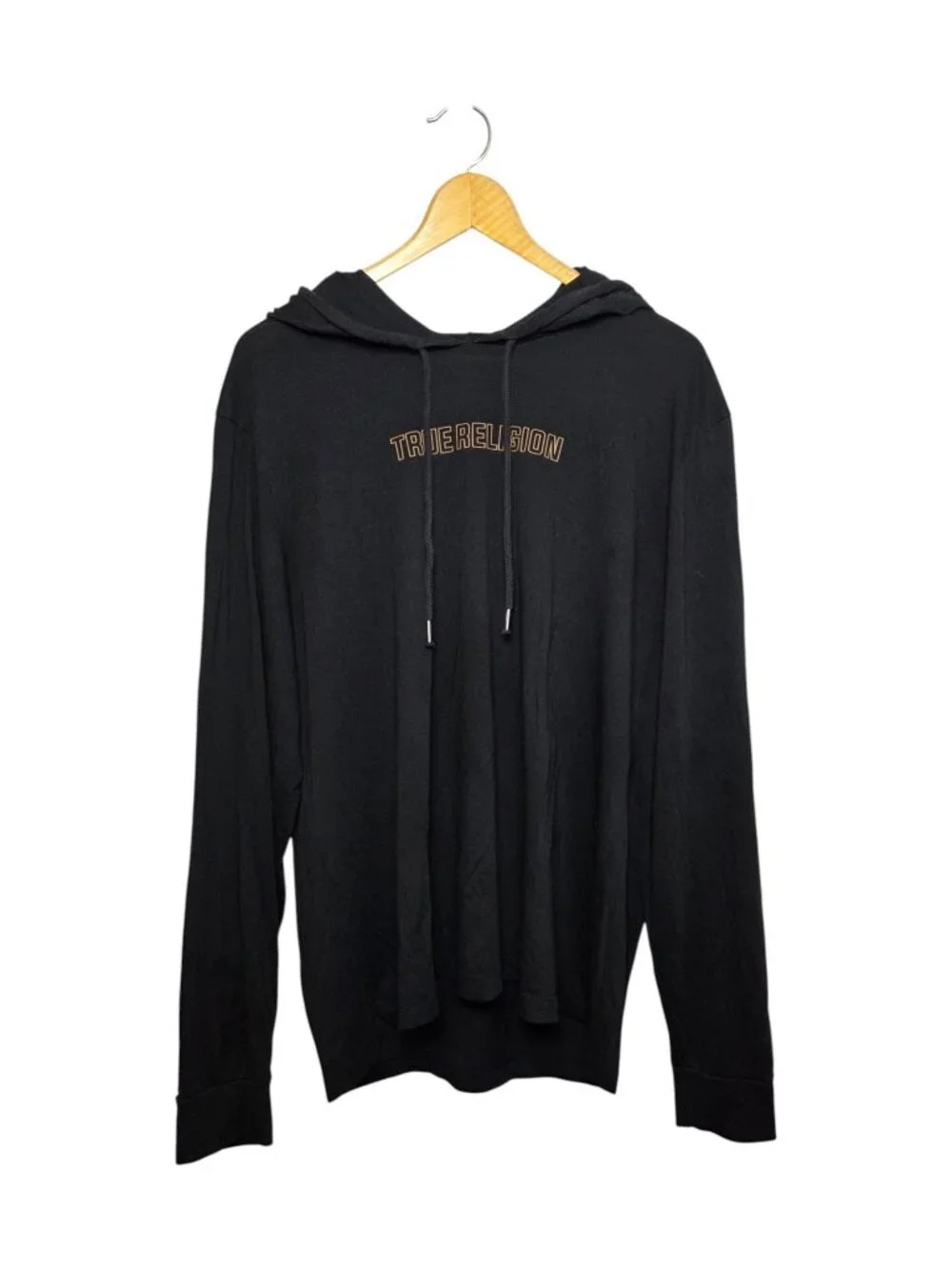 True Religion Men's XL Black Buddha Graphic Logo Pullover Hoodie Long Sleeve